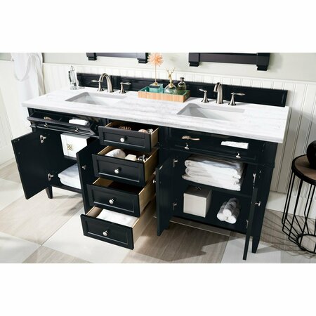 James Martin Vanities Brittany 72in Double Vanity, Black Onyx w/ 3 CM Arctic Fall Solid Surface Top 650-V72-BKO-3AF